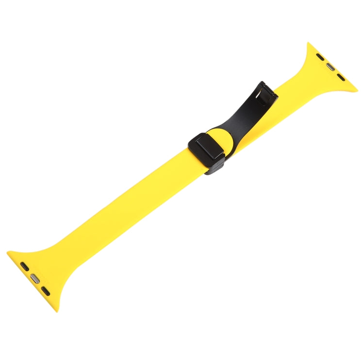 For Apple Watch 6 44mm Magnetic Buckle Slim Silicone Watch Band(Yellow)
