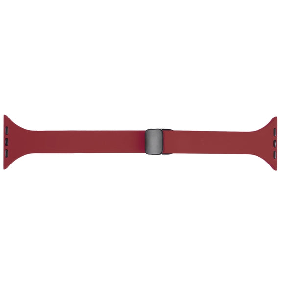 For Apple Watch 6 44mm Magnetic Buckle Slim Silicone Watch Band(Wine Red)