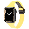 For Apple Watch 6 44mm Magnetic Buckle Slim Silicone Watch Band(Light Yellow) - Watch Bands by PMC TechLife | Online Shopping South Africa | PMC TechLife