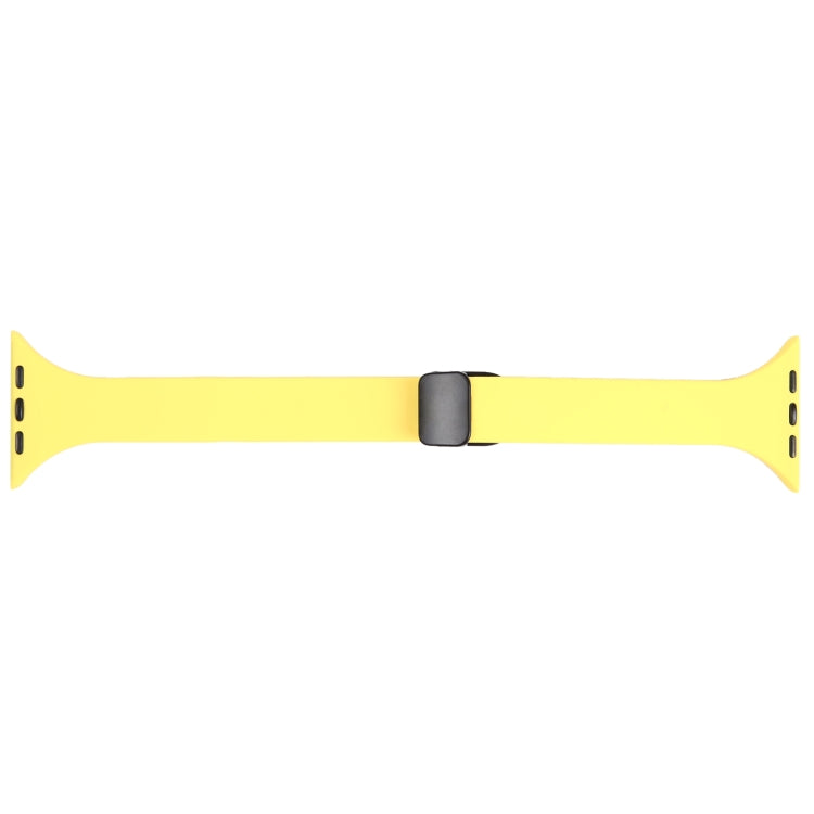 For Apple Watch 6 44mm Magnetic Buckle Slim Silicone Watch Band(Light Yellow)