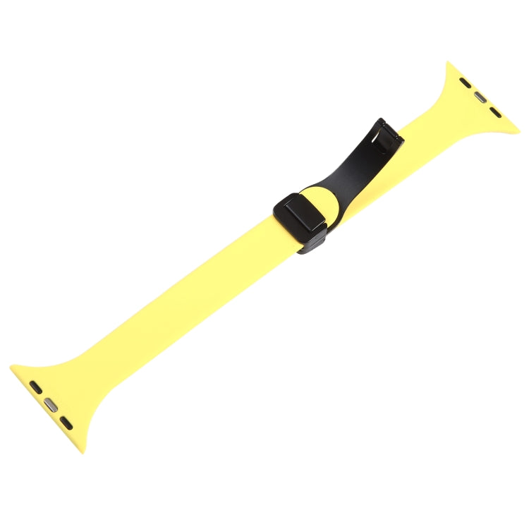 For Apple Watch 6 44mm Magnetic Buckle Slim Silicone Watch Band(Light Yellow)