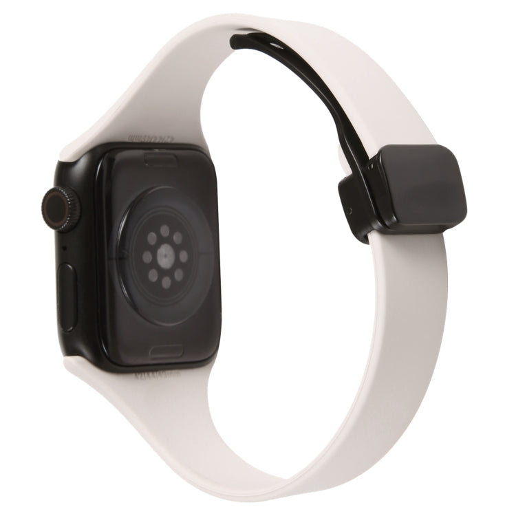 For Apple Watch 6 44mm Magnetic Buckle Slim Silicone Watch Band(Starlight)
