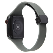 For Apple Watch 6 44mm Magnetic Buckle Slim Silicone Watch Band(Army Green)