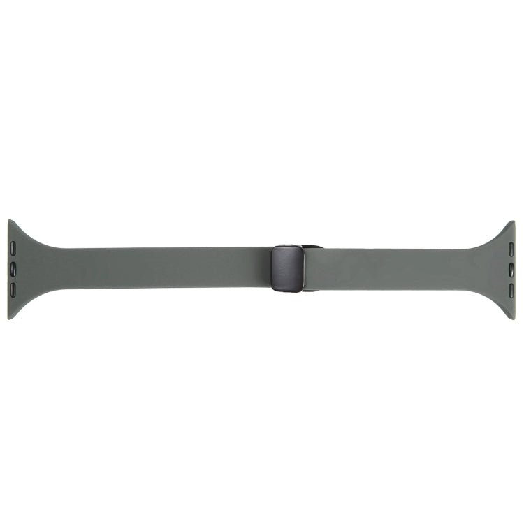 For Apple Watch 5 44mm Magnetic Buckle Slim Silicone Watch Band(Army Green)