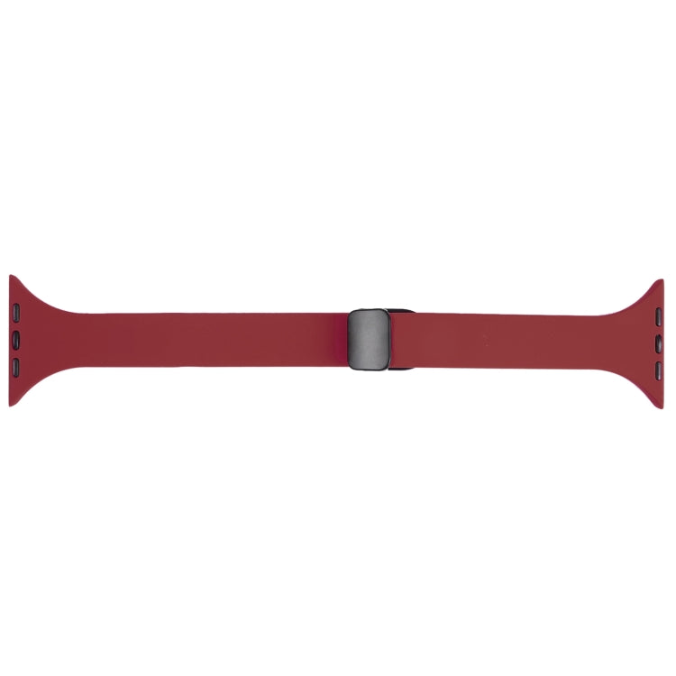 For Apple Watch 4 44mm Magnetic Buckle Slim Silicone Watch Band(Wine Red)