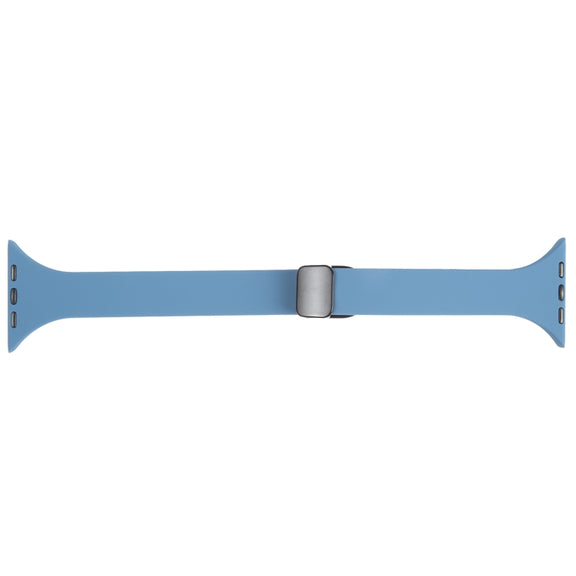 For Apple Watch 4 44mm Magnetic Buckle Slim Silicone Watch Band(Blue)