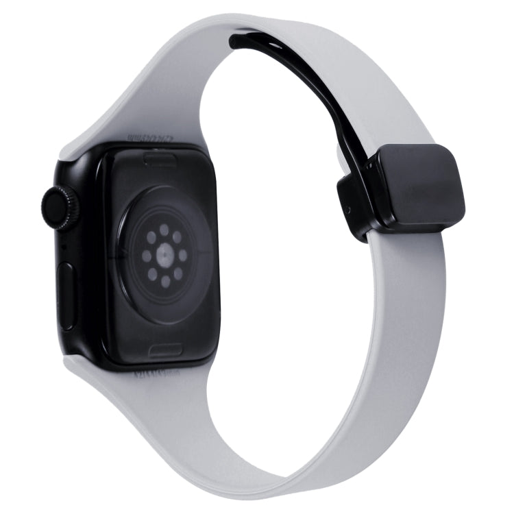 For Apple Watch 4 44mm Magnetic Buckle Slim Silicone Watch Band(Light Grey)
