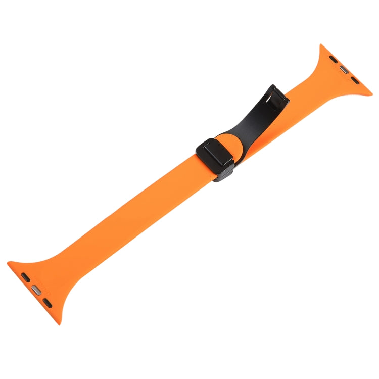 For Apple Watch 3 38mm Magnetic Buckle Slim Silicone Watch Band(Orange)