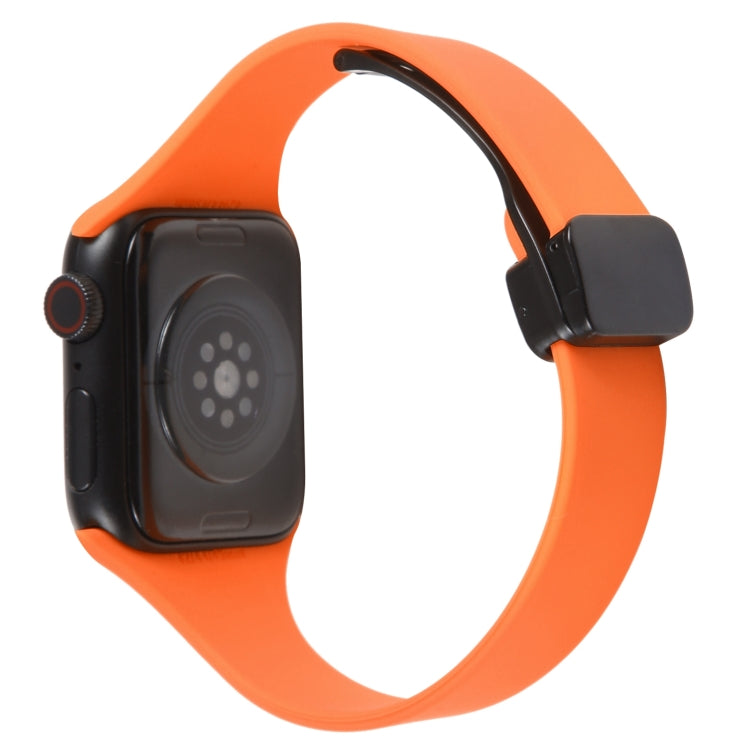 For Apple Watch 3 38mm Magnetic Buckle Slim Silicone Watch Band(Orange)