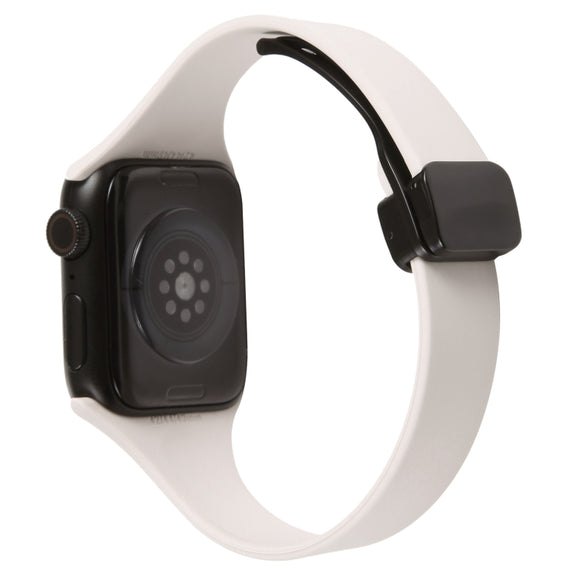 For Apple Watch 3 38mm Magnetic Buckle Slim Silicone Watch Band(Starlight)