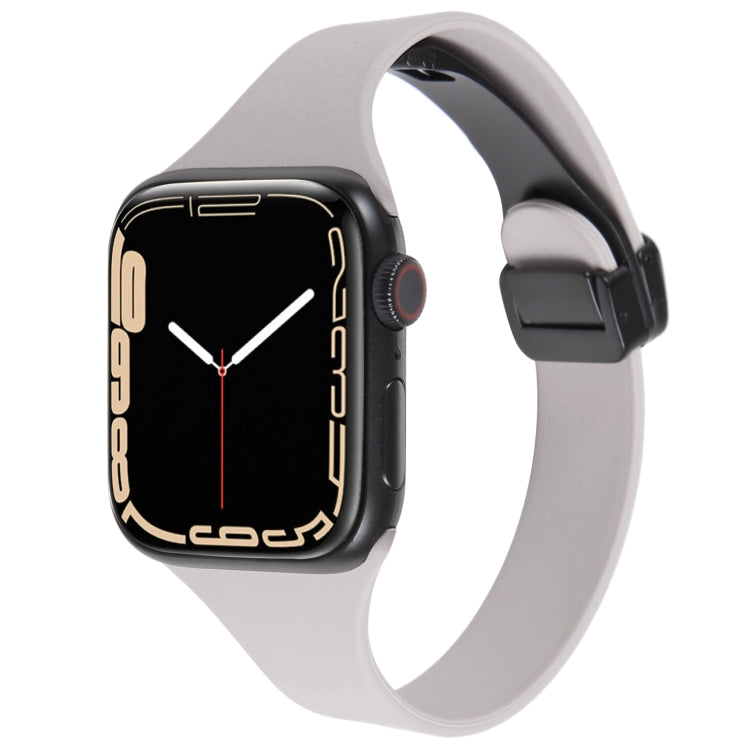 For Apple Watch 2 38mm Magnetic Buckle Slim Silicone Watch Band(Rock Grey)