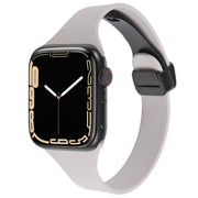 For Apple Watch 2 38mm Magnetic Buckle Slim Silicone Watch Band(Rock Grey)
