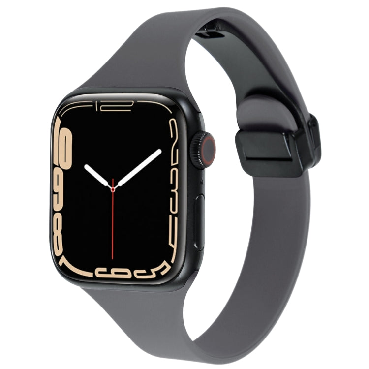 For Apple Watch 42mm Magnetic Buckle Slim Silicone Watch Band(Starry Grey)