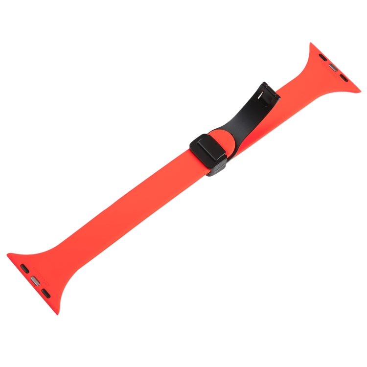 For Apple Watch 42mm Magnetic Buckle Slim Silicone Watch Band(Red)