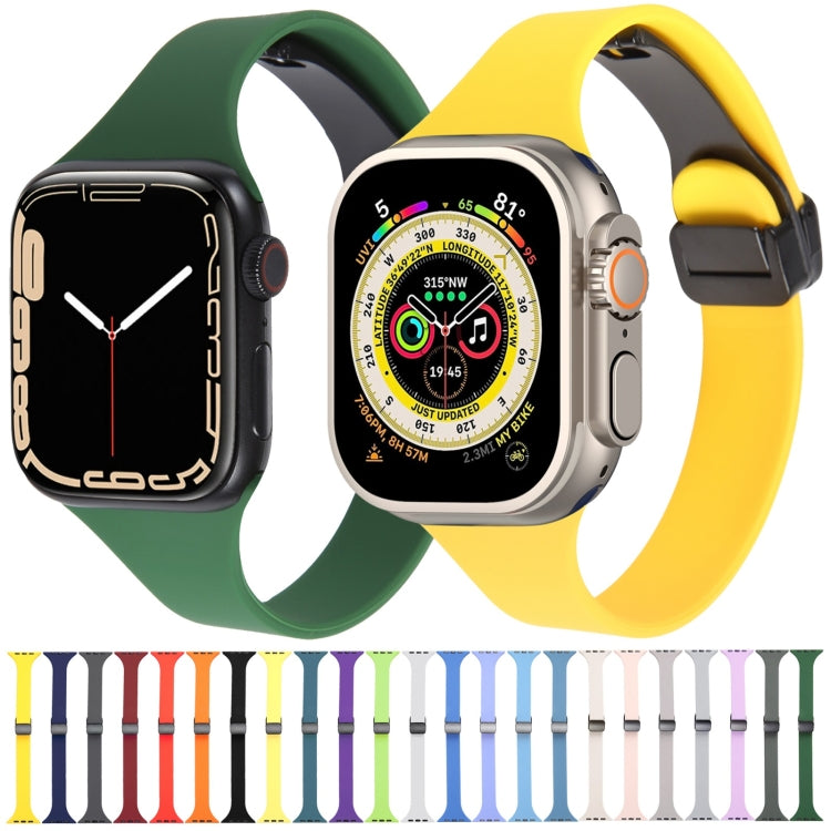 For Apple Watch Ultra 49mm Magnetic Buckle Slim Silicone Watch Band(Light Purple)