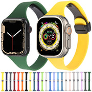 For Apple Watch 6 44mm Magnetic Buckle Slim Silicone Watch Band(Light Blue)