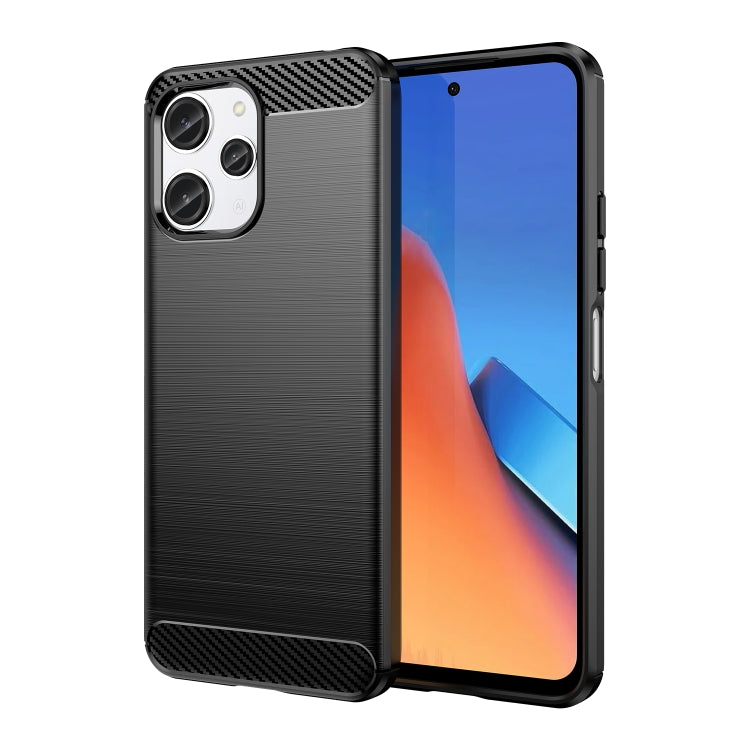 For Xiaomi Redmi 12 Brushed Texture Carbon Fiber TPU Phone Case(Black)