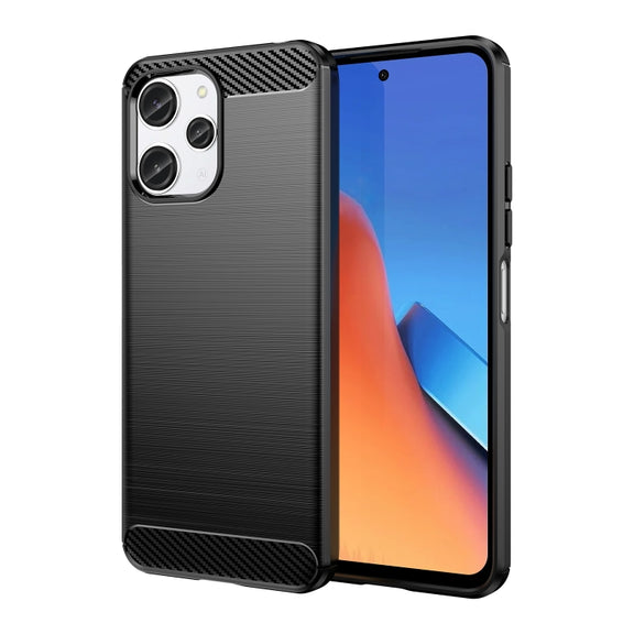 For Xiaomi Redmi 12 Brushed Texture Carbon Fiber TPU Phone Case(Black)