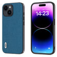 For iPhone 15 Plus ABEEL Genuine Leather Litchi Texture Phone Case(Blue) - free shipping - PMC TechLife - Order now!