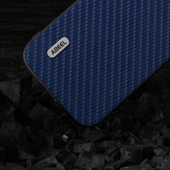 For iPhone 14 Pro Max ABEEL Carbon Fiber Texture Protective Phone Case(Dark Blue)
