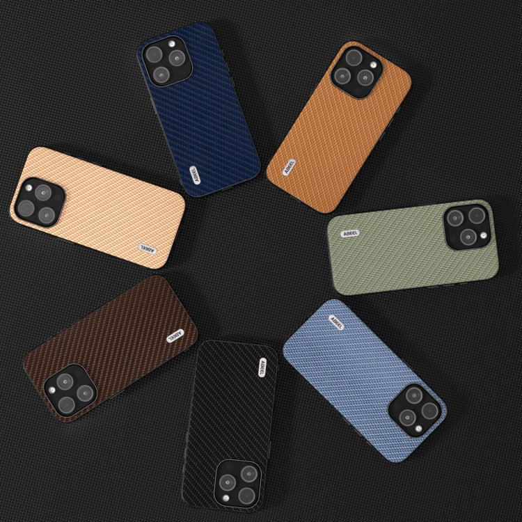 For iPhone 15 Pro Max ABEEL Carbon Fiber Texture Protective Phone Case(Green)