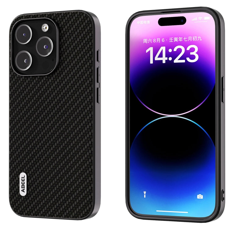 For iPhone 15 Pro ABEEL Carbon Fiber Texture Protective Phone Case(Black)