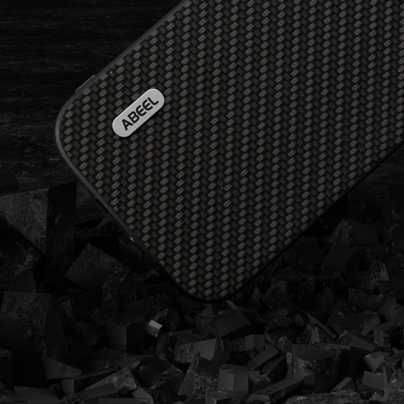 For iPhone 15 Pro ABEEL Carbon Fiber Texture Protective Phone Case(Black)