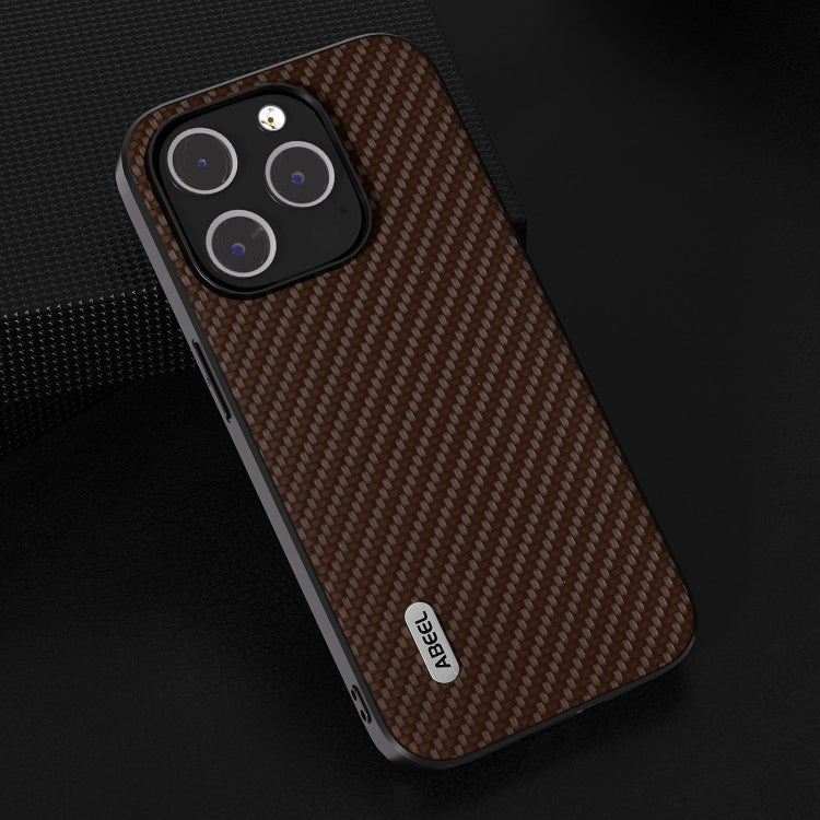 For iPhone 15 ABEEL Carbon Fiber Texture Protective Phone Case(Dark Brown)