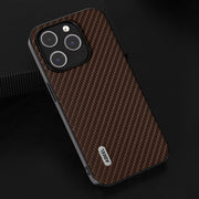 For iPhone 15 ABEEL Carbon Fiber Texture Protective Phone Case(Dark Brown)