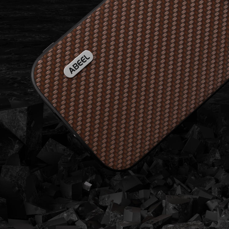 For iPhone 15 ABEEL Carbon Fiber Texture Protective Phone Case(Dark Brown)