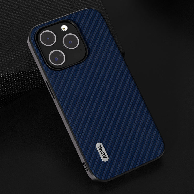 For iPhone 14 Plus ABEEL Carbon Fiber Texture Protective Phone Case(Dark Blue)
