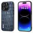 For iPhone 15 Pro ABEEL Crocodile Texture Genuine Leather Phone Case(Blue) - free shipping - PMC TechLife - Order now!