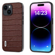 For iPhone 15 Plus ABEEL Crocodile Texture Genuine Leather Phone Case(Brown) - free shipping - PMC TechLife - Order now!