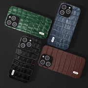 For iPhone 15 Plus ABEEL Crocodile Texture Genuine Leather Phone Case(Brown)