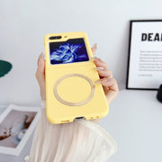 For Samsung Galaxy Z Flip5 Skin Feel Magsafe Magnetic Shockproof PC Phone Case(Yellow)