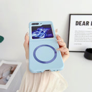 For Samsung Galaxy Z Flip5 Skin Feel Magsafe Magnetic Shockproof PC Phone Case(Blue)