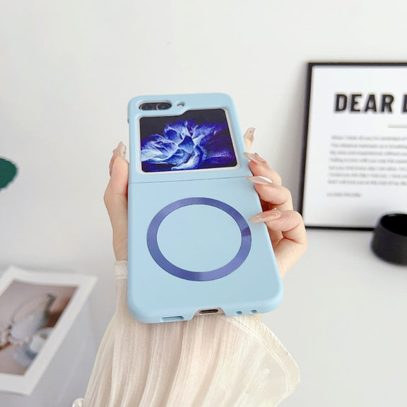 For Samsung Galaxy Z Flip5 Skin Feel Magsafe Magnetic Shockproof PC Phone Case(Blue)