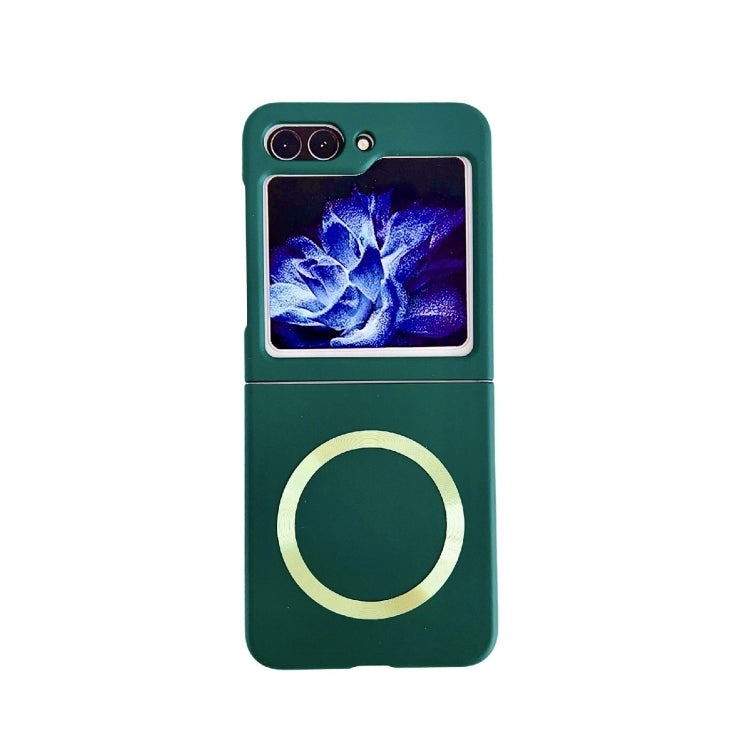 For Samsung Galaxy Z Flip5 Skin Feel Magsafe Magnetic Shockproof PC Phone Case(Dark Green)