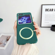 For Samsung Galaxy Z Flip5 Skin Feel Magsafe Magnetic Shockproof PC Phone Case(Dark Green)