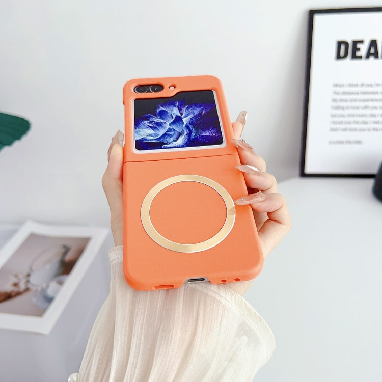 For Samsung Galaxy Z Flip5 Skin Feel Magsafe Magnetic Shockproof PC Phone Case(Orange)