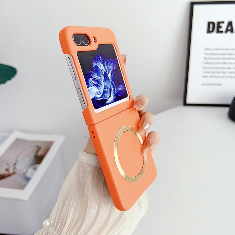 For Samsung Galaxy Z Flip5 Skin Feel Magsafe Magnetic Shockproof PC Phone Case(Orange)