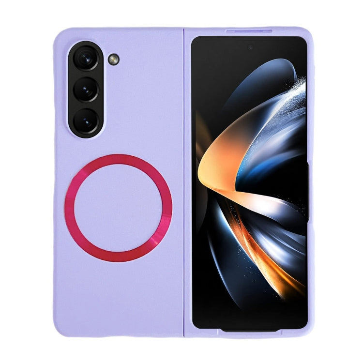For Samsung Galaxy Z Fold5 Skin Feel Magsafe Magnetic Shockproof PC Phone Case(Purple)