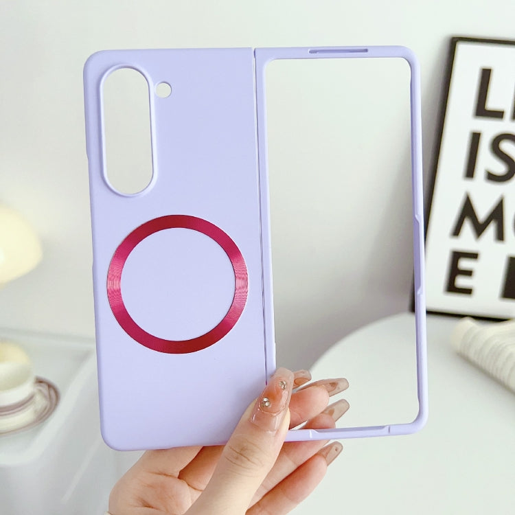 For Samsung Galaxy Z Fold5 Skin Feel Magsafe Magnetic Shockproof PC Phone Case(Purple)