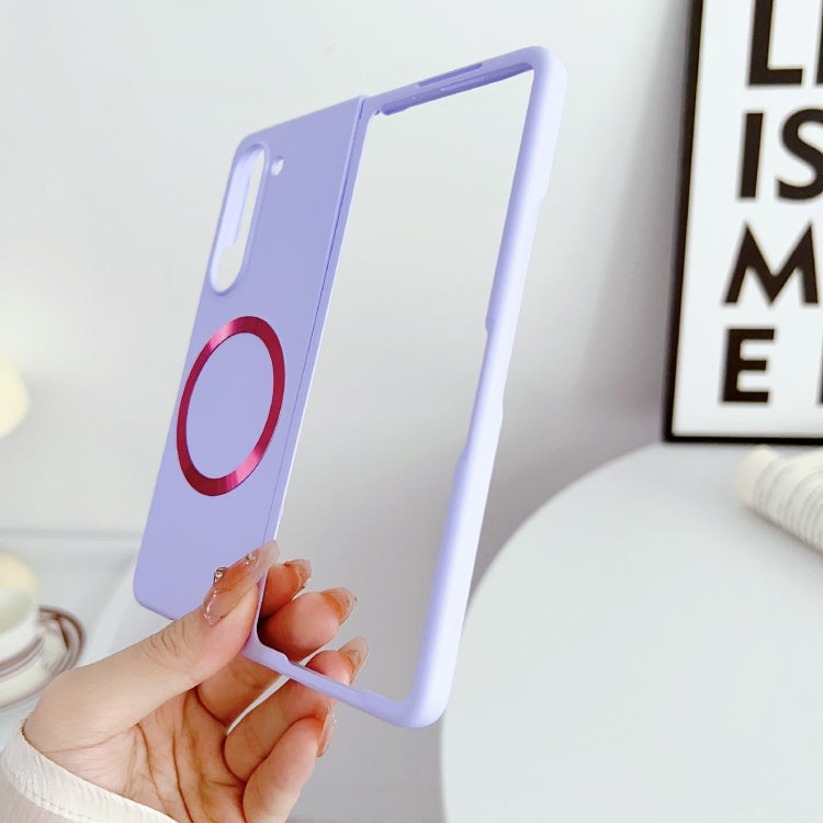 For Samsung Galaxy Z Fold5 Skin Feel Magsafe Magnetic Shockproof PC Phone Case(Purple)