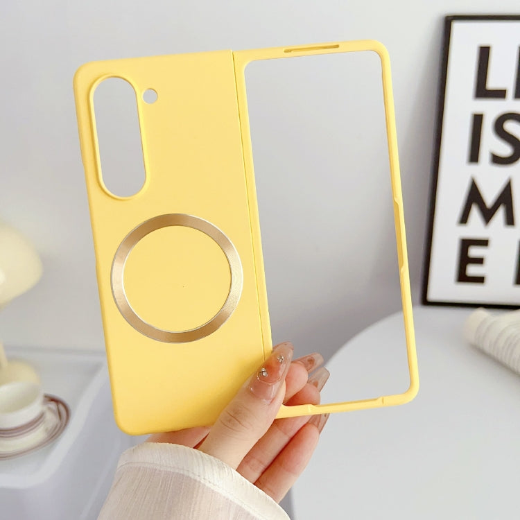 For Samsung Galaxy Z Fold5 Skin Feel Magsafe Magnetic Shockproof PC Phone Case(Yellow)