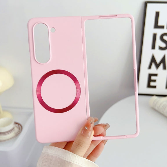 For Samsung Galaxy Z Fold5 Skin Feel Magsafe Magnetic Shockproof PC Phone Case(Pink)