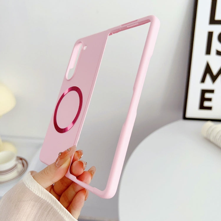 For Samsung Galaxy Z Fold5 Skin Feel Magsafe Magnetic Shockproof PC Phone Case(Pink)