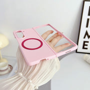 For Samsung Galaxy Z Fold5 Skin Feel Magsafe Magnetic Shockproof PC Phone Case(Pink)