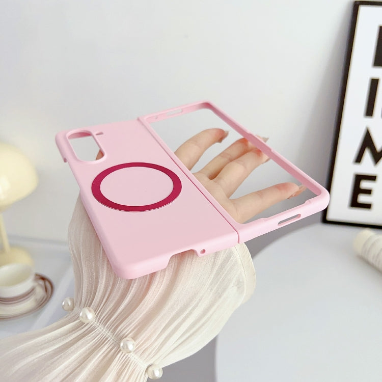 For Samsung Galaxy Z Fold5 Skin Feel Magsafe Magnetic Shockproof PC Phone Case(Pink)