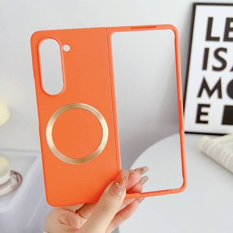 For Samsung Galaxy Z Fold5 Skin Feel Magsafe Magnetic Shockproof PC Phone Case(Orange)